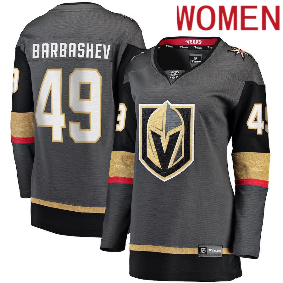 Women Vegas Golden Knights #49 Ivan Barbashev Fanatics Branded Gray Home Breakaway NHL Jersey